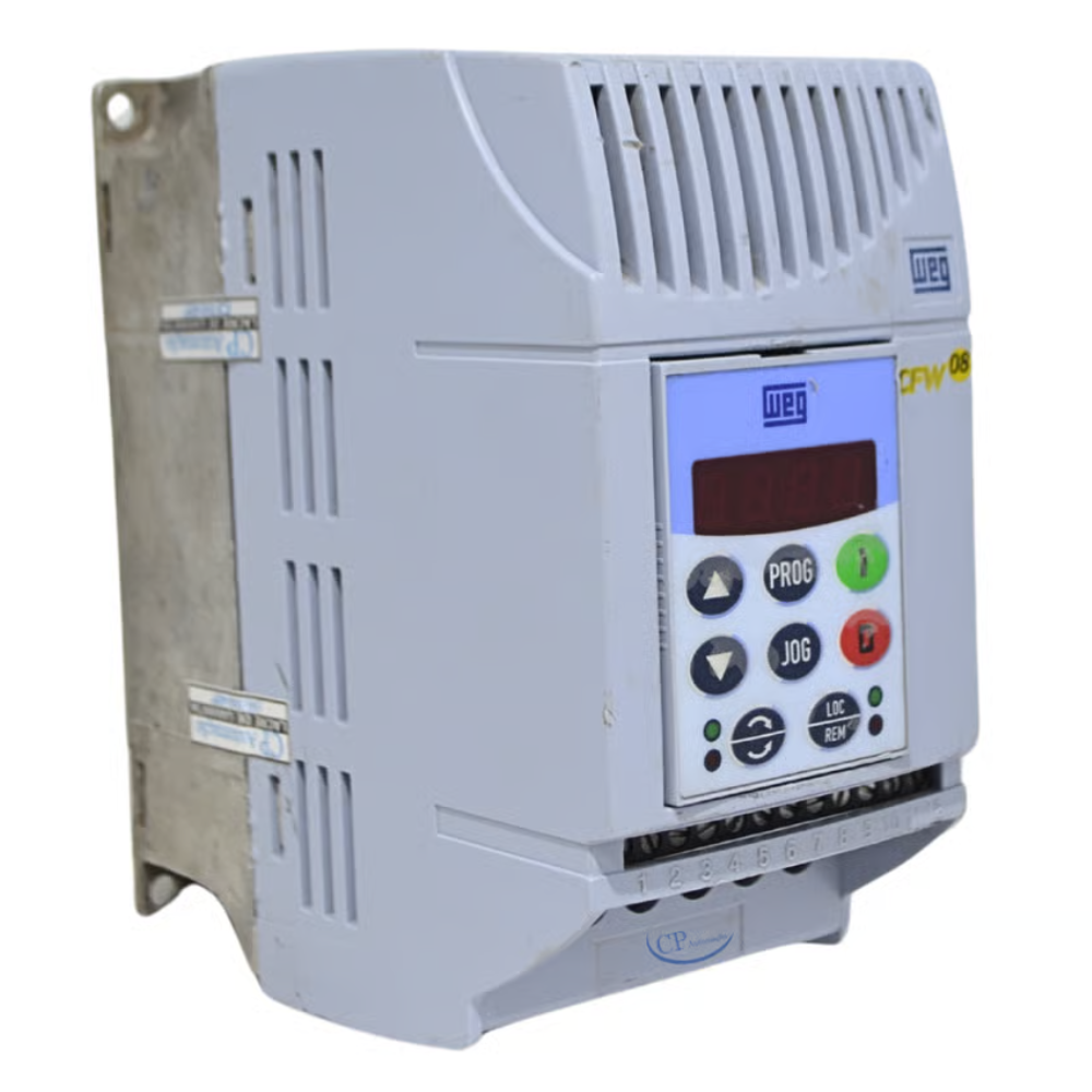 [Imagem INVERSOR  DE FREQUÊNCIA MONOFÁSICO 0.48KW 2.6A 200/240V 50/60HZ CFW100B02P6S22062 WEG]