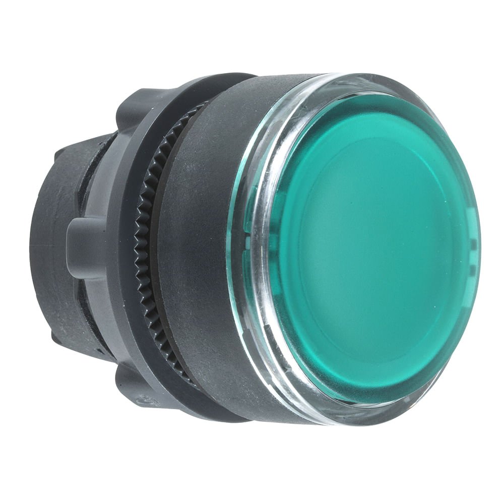 [Imagem CABEÇOTE PARA BOTÃO LUMINOSO Ø22MM PLÁSTICO, FACEADO, RETORNO POR MOLA, VERDE ZB5AA38 SCHNEIDER]
