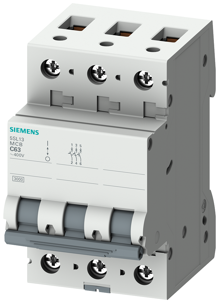 [Imagem DISJUNTOR MINI TRIPOLAR 6A 3KA 220/380V 5SL13067MB SIEMENS]