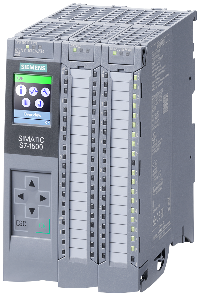 [Imagem do produto SIMATIC S7-1500 CPU 1511C-1 PN 16DI/16DQ/5AI/2AQ 6ES75111CL030AB0 SIEMENS]