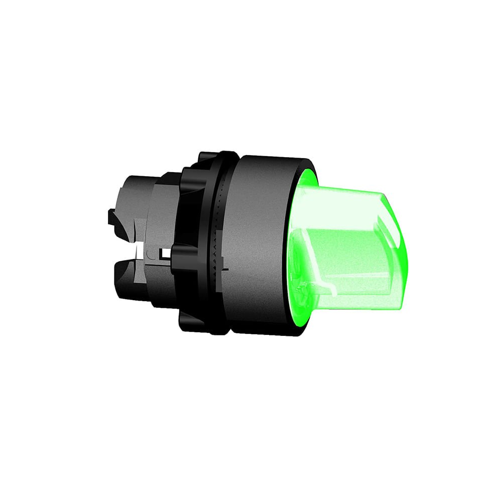 [Imagem CABEÇOTE PARA COMUTADOR LUMINOSO Ø22MM PLÁSTICO, 2 POSIÇÕES RETORNO POR MOLA, VERDE ZB5AK1433 SCHNEIDER]