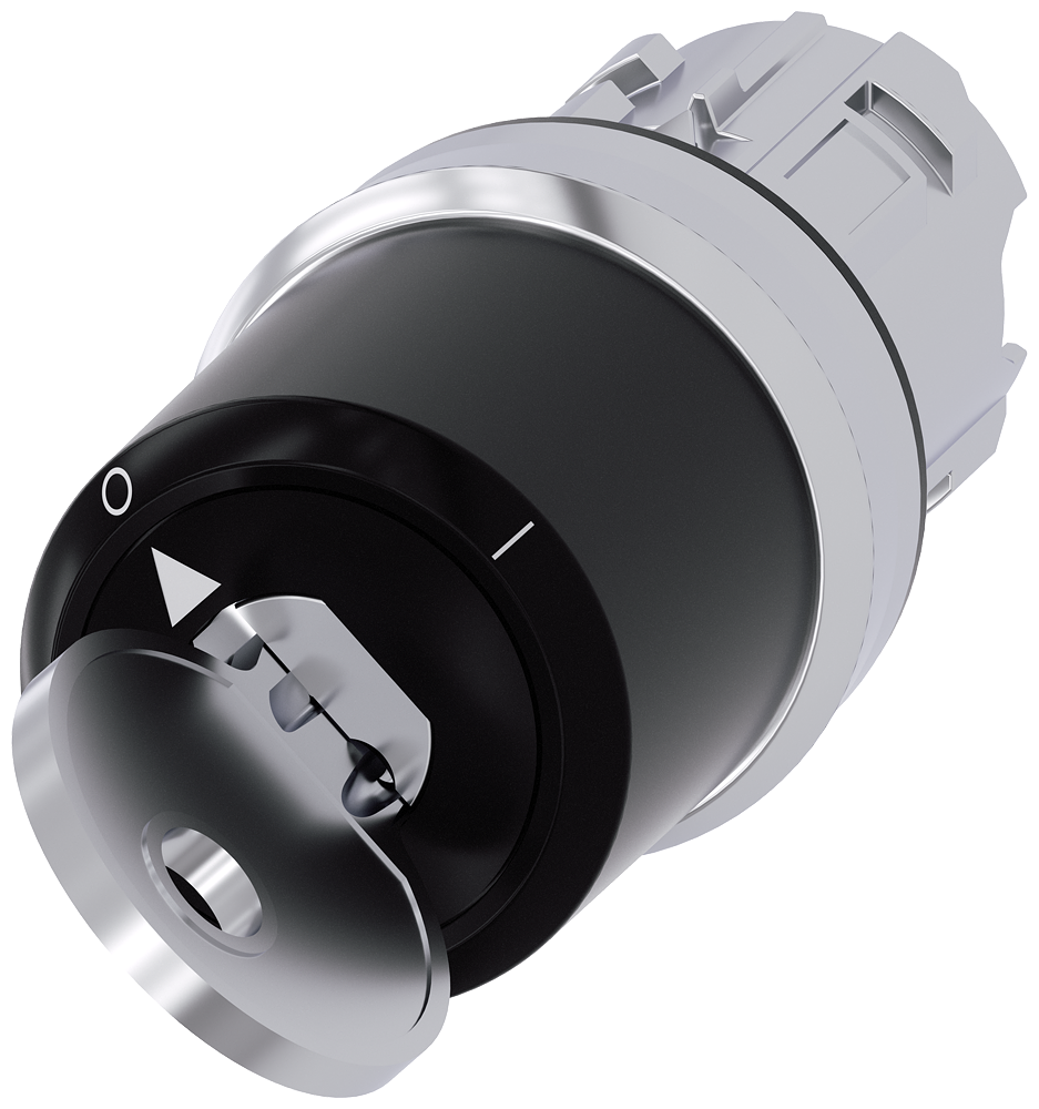 [Imagem do produto INTERRUPTOR DE CHAVE BKS, 22MM, REDONDO, METAL, ALTO BRILHO, RETIRADA DA CHAVE O 3SU10505TF010AA0 SIEMENS]