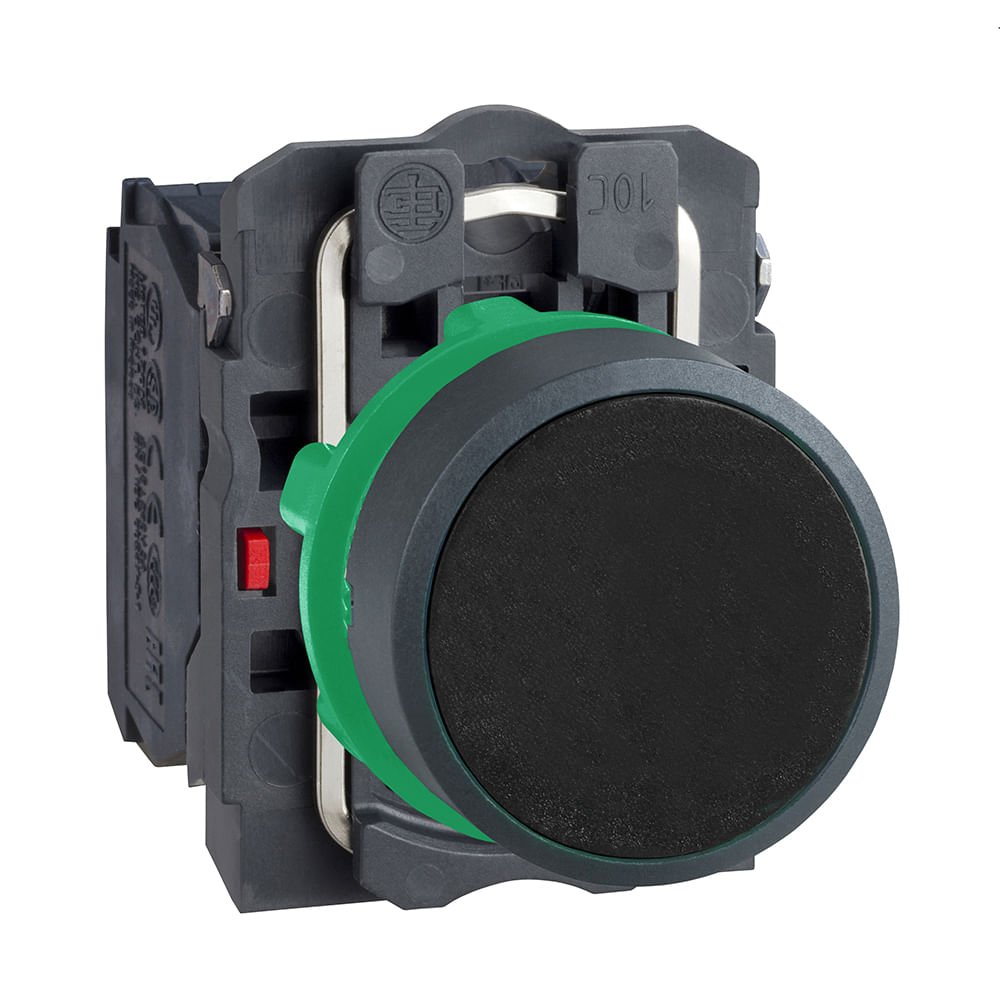 [Imagem BOTÃO Ø22MM PLÁSTICO, RETORNO POR MOLA, PRETO, NA+NF XB5AA25 SCHNEIDER]