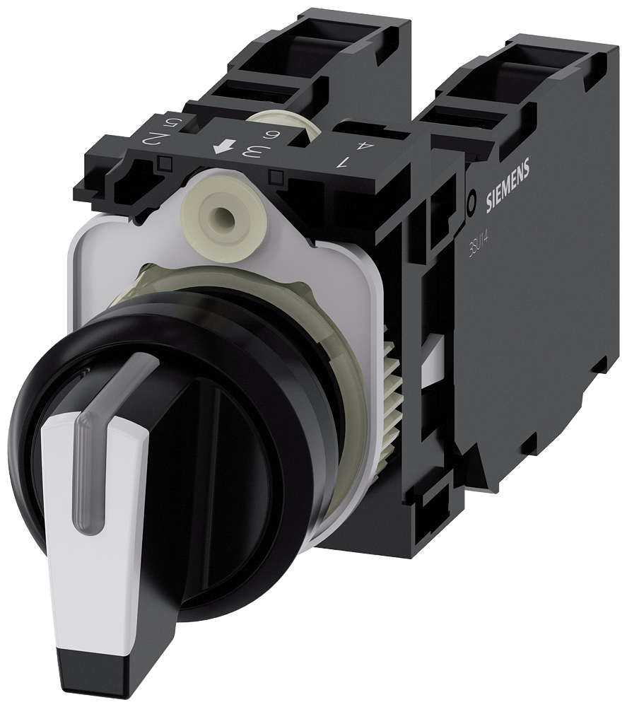 [Imagem do produto COMUTADOR ILUMINADO KNOB CURTO 3 POSIÇÕES BRANCO 22MM 3SU11002BL601LA0 SIEMENS]