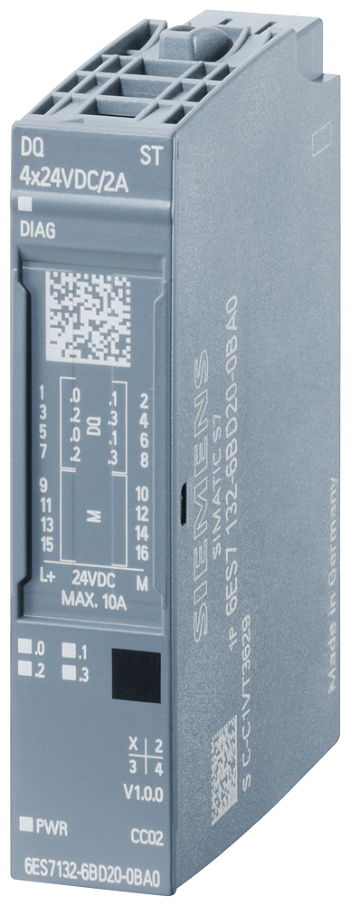 [Imagem MÓDULO SAÍDA DIGITAL 4SAÍDAS 24VCC 2A SIMATIC ET200SP DP 6ES71326BD200BA0 SIEMENS]