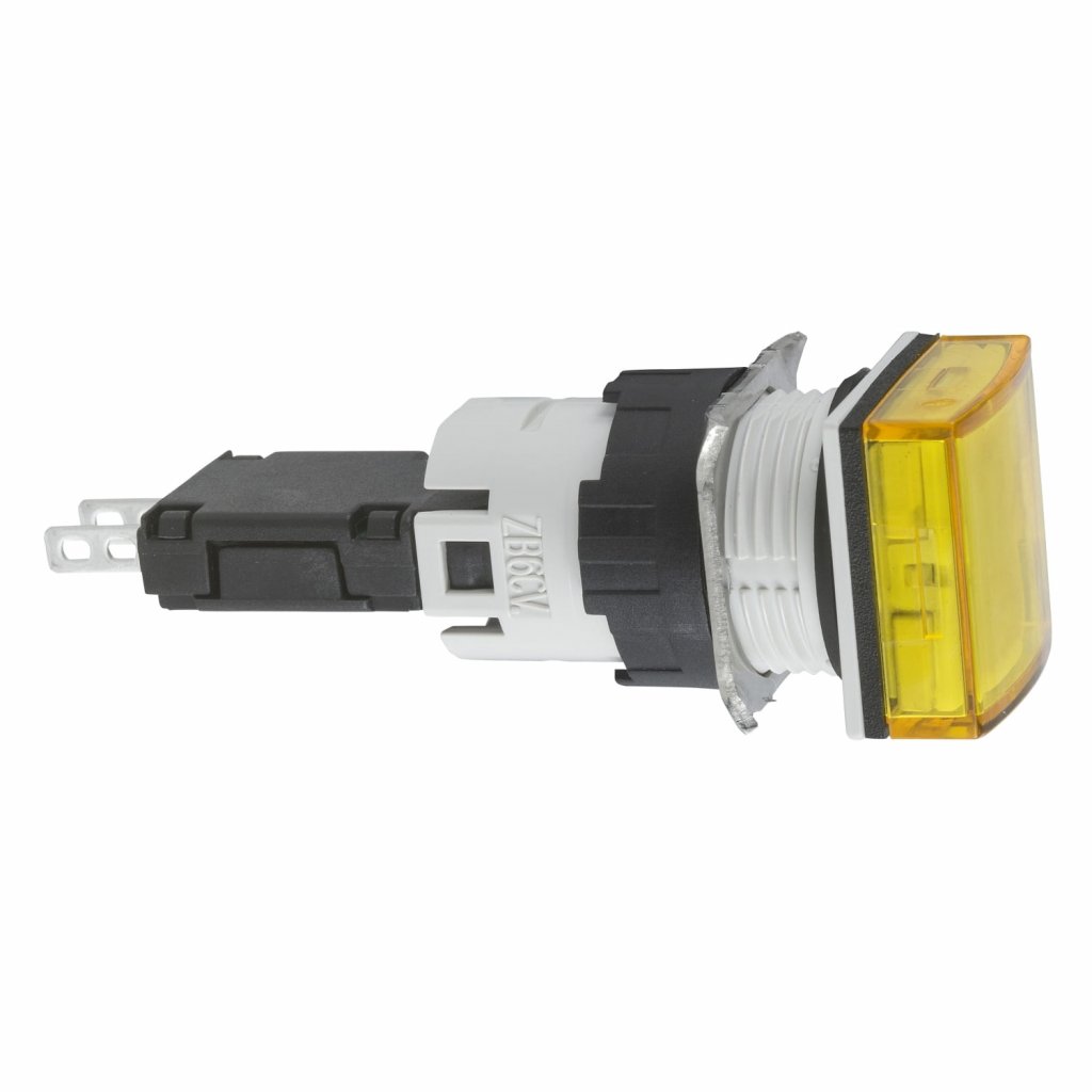 [Imagem SINALIZADOR 16MM PLASTICO QUADRADO LED 1224VCA CC AMARELO XB6CV5BB SCHNEIDER]