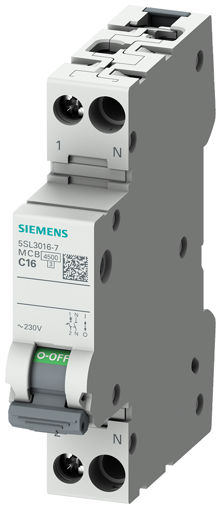 DISJUNTOR AUTOMÁTICO 230 V 4,5 KA DE 1+N POLOS/1TE C20 5SL30207 SIEMENS