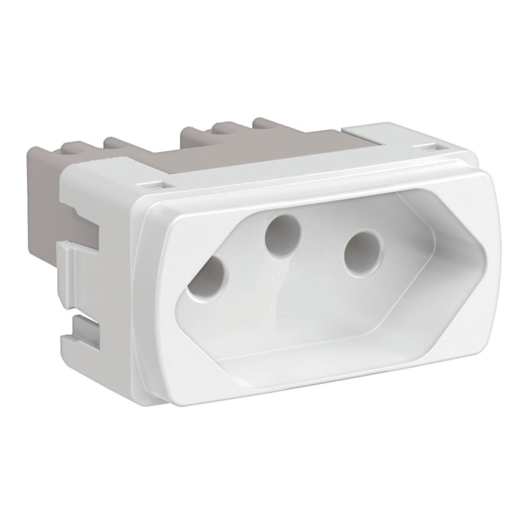 [Imagem MÓDULO TOMADA 2P+T 10A 250V BRANCO MILUZ S3B70340 SCHNEIDER]