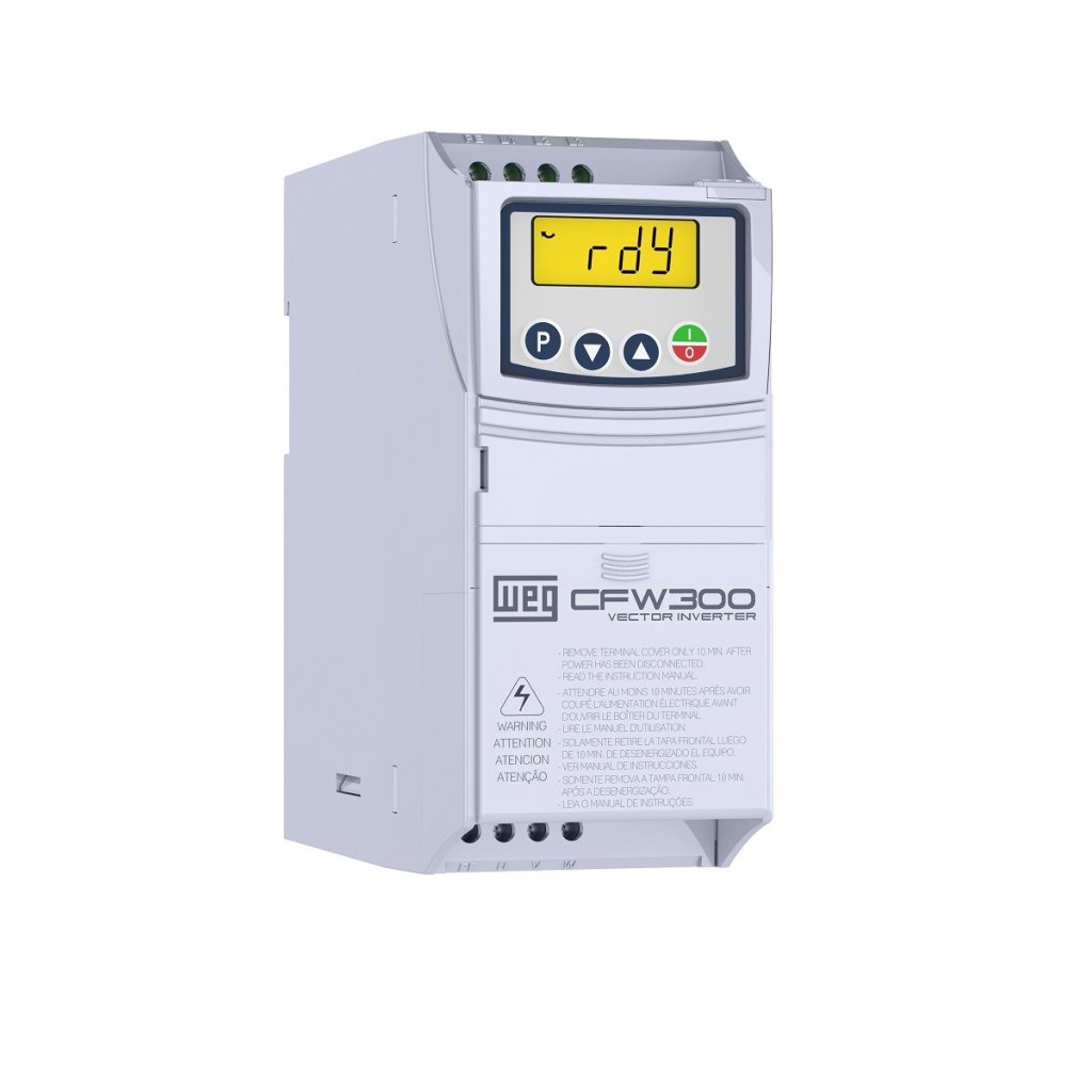 [Imagem INVERSOR DE FREQUÊNCIA TRIFÁSICO 0.48KW 2,6A 200/240V 50/60HZ CFW300A02P6T2NB20 WEG]