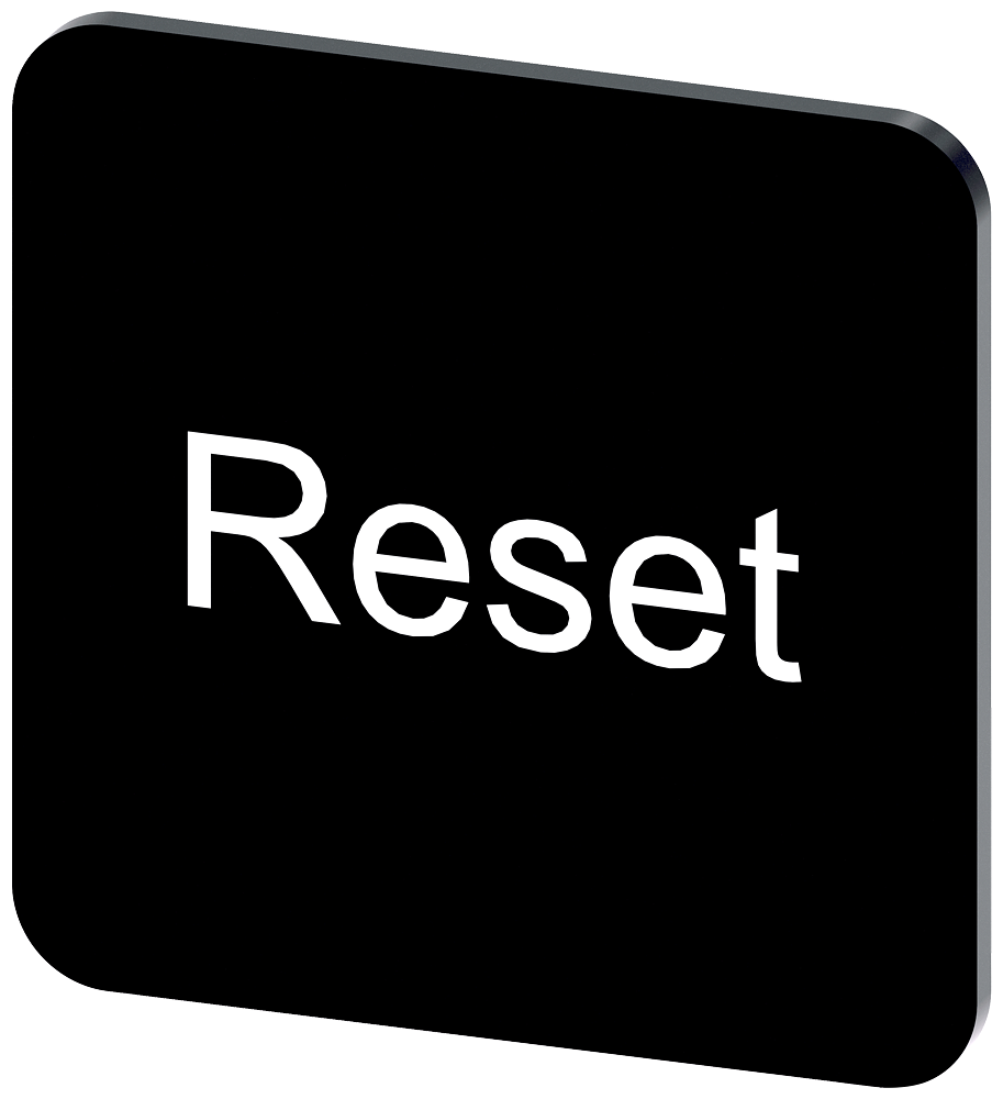 [Imagem do produto PLACA DE IDENTIFICAÇÃO 22X22MM, PLACA PRETO, INSCRIÇÃO: RESET 3SU19000AF160DU0 SIEMENS]