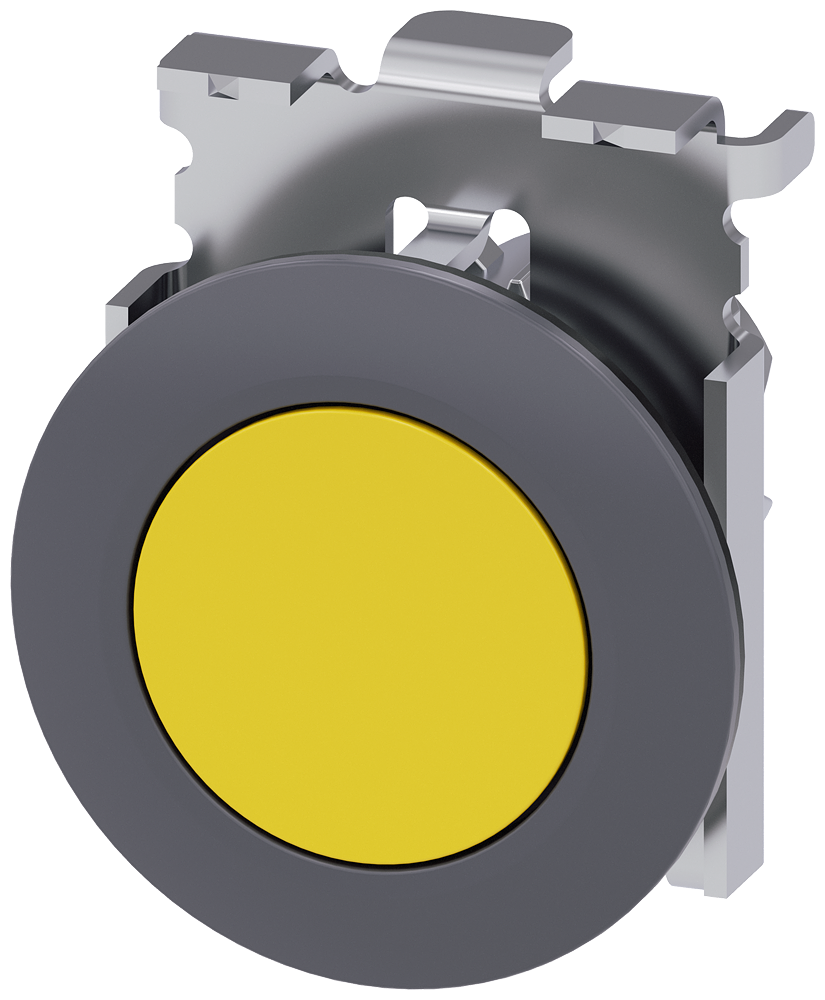 BOTÃO 30 MM REDONDO METAL MATE AMARELO ANEL FRONTAL PARA MONTAGEM PLANA 3SU10600JA300AA0-ZY15 SIEMENS