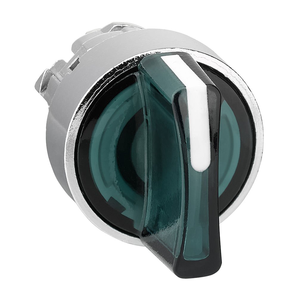 [Imagem CABEÇOTE PARA COMUTADOR LUMINOSO Ø22MM METÁLICO, 3 POSIÇÕES RETORNO POR MOLA, VERDE ZB4BK1533 SCHNEIDER]