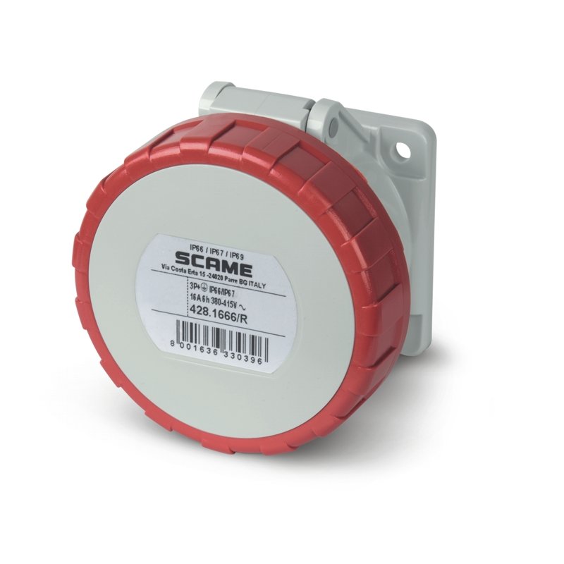 [Imagem do produto TOMADA DE EMBUTIR IP66/IP67 3P+T 16A 6H 428.1666/R SCAME]