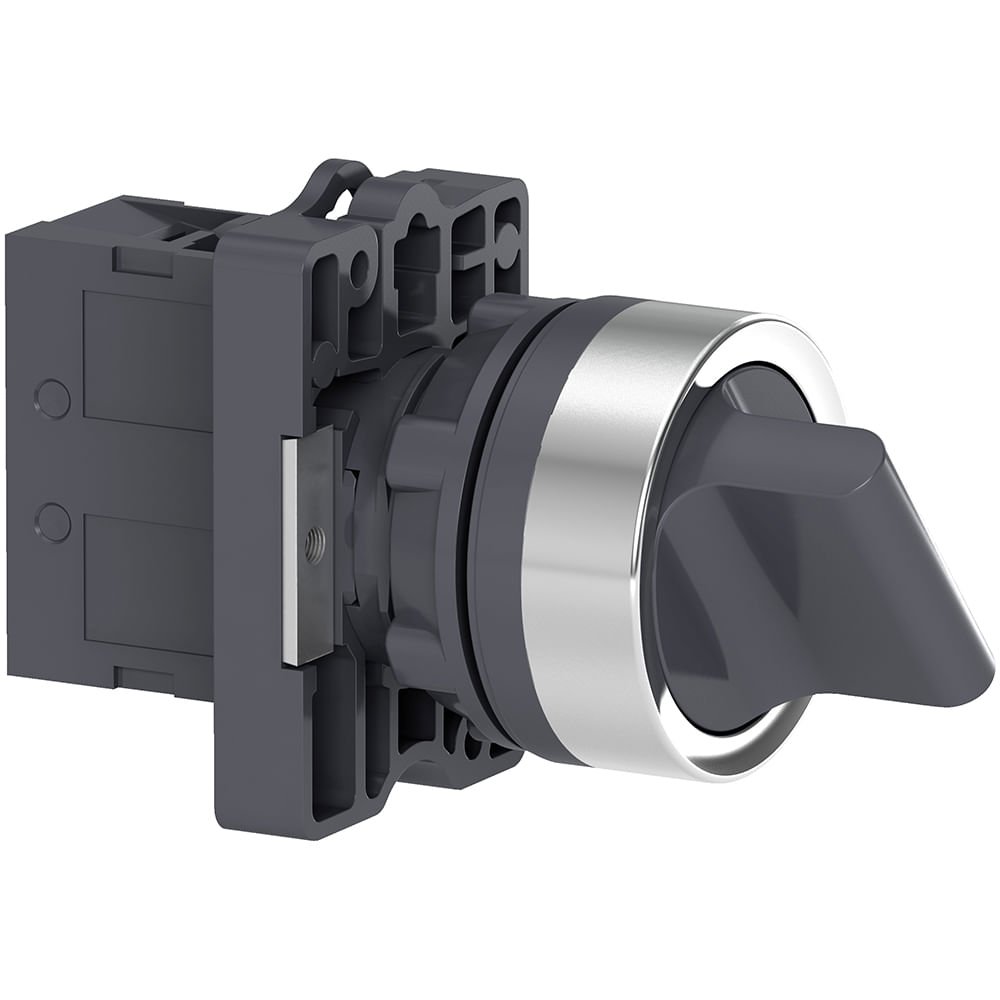 [Imagem COMUTADOR 22MM PLÁSTICO MANOPLA CURTA 2 PÓS FIXA 1NA XA2ED21 SCHNEIDER]