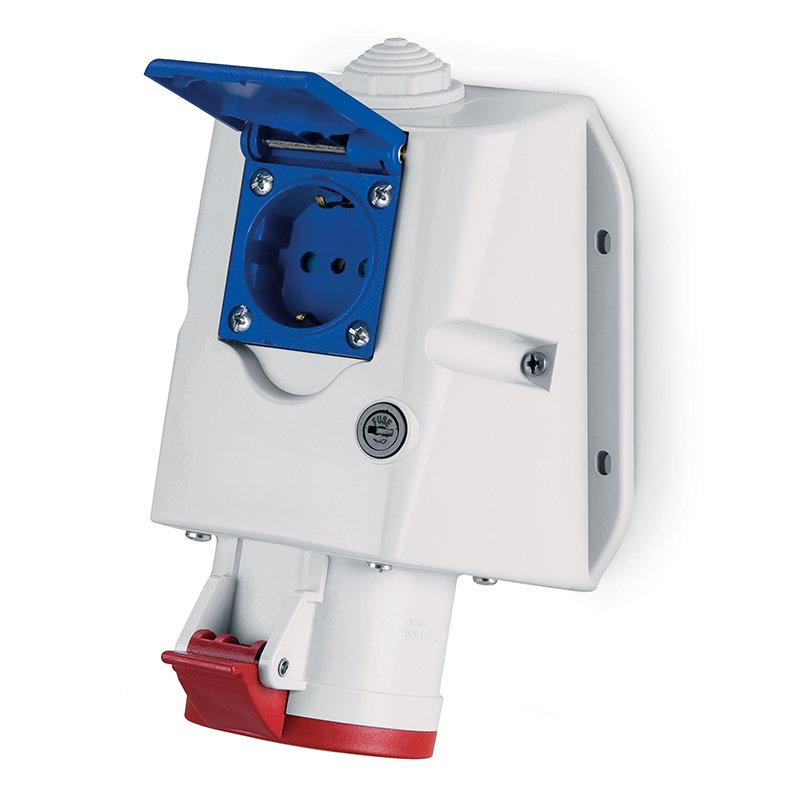 [Imagem do produto TOMADA COMBINADA DE PAREDE 16A 3P+N+T - P30 513.1657-PN SCAME]