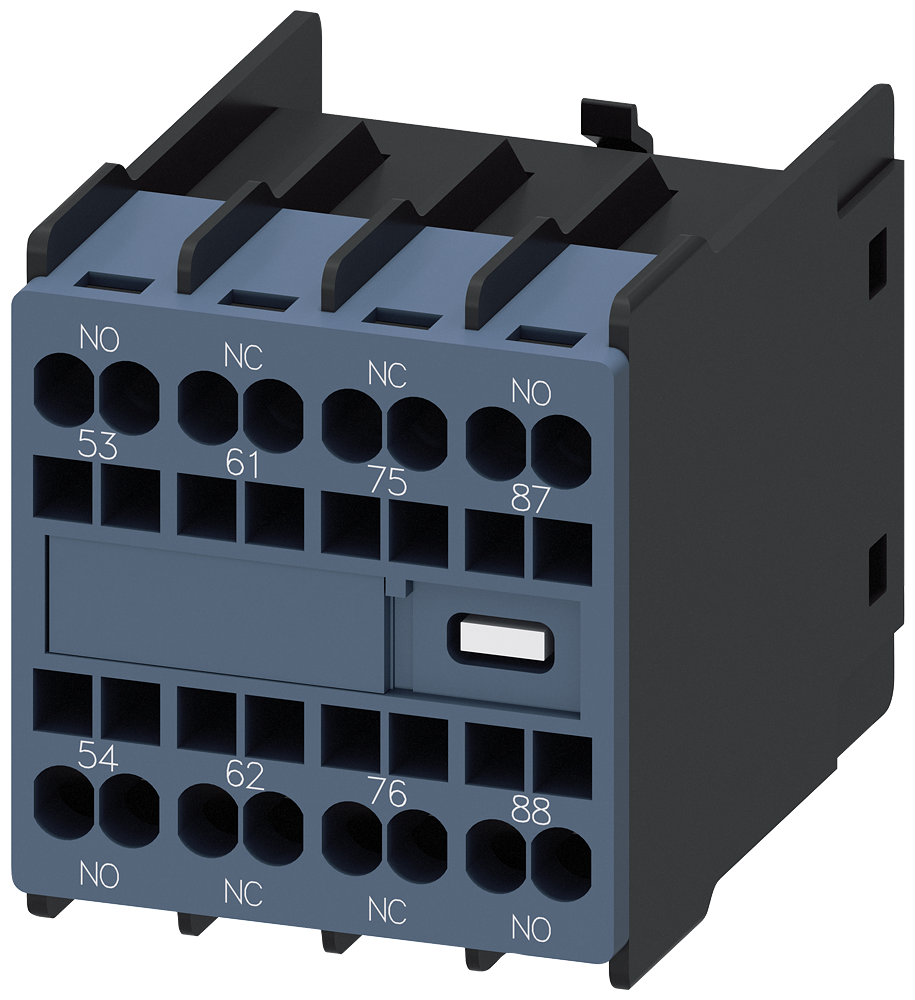 INTERRUPTOR AUXILIAR 11U LADO FRONTAL 2NA+2NF CAMINHO DE CORRENTE 1NA 1NF 3RH29112XB220MA0 SIEMENS