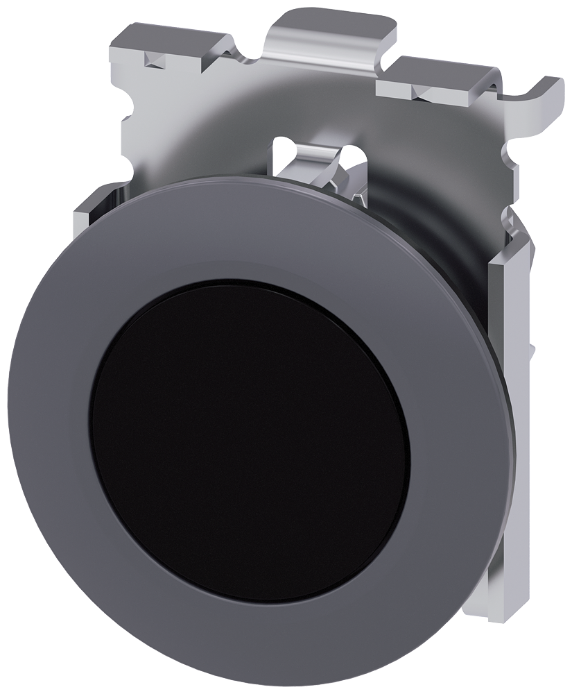 BOTÃO 30 MM REDONDO METAL MATE PRETO ANEL FRONTAL PARA MONTAGEM PLANA 3SU10600JA100AA0-ZY12 SIEMENS