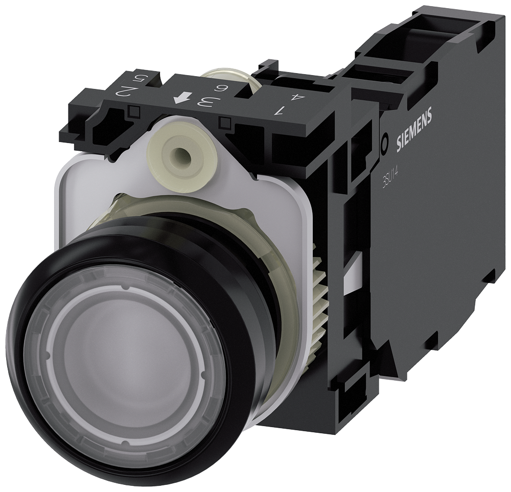 [Imagem do produto BOTAO PLA ILU 24V MOM PARA 1NA+1NF TR 3SU11020AB701FA0 SIEMENS]