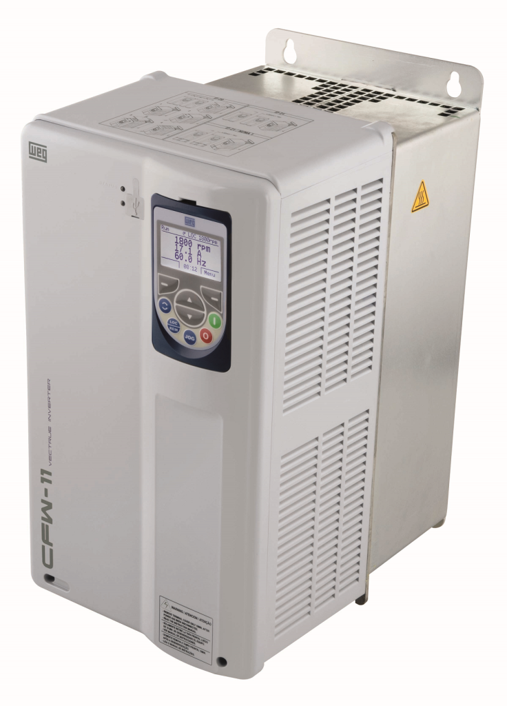 [Imagem INVERSOR DE FREQUÊNCIA TRIFÁSICO 22KW 45A 380/480V 50/60HZ CFW110045T4SZ 10193865 WEG]