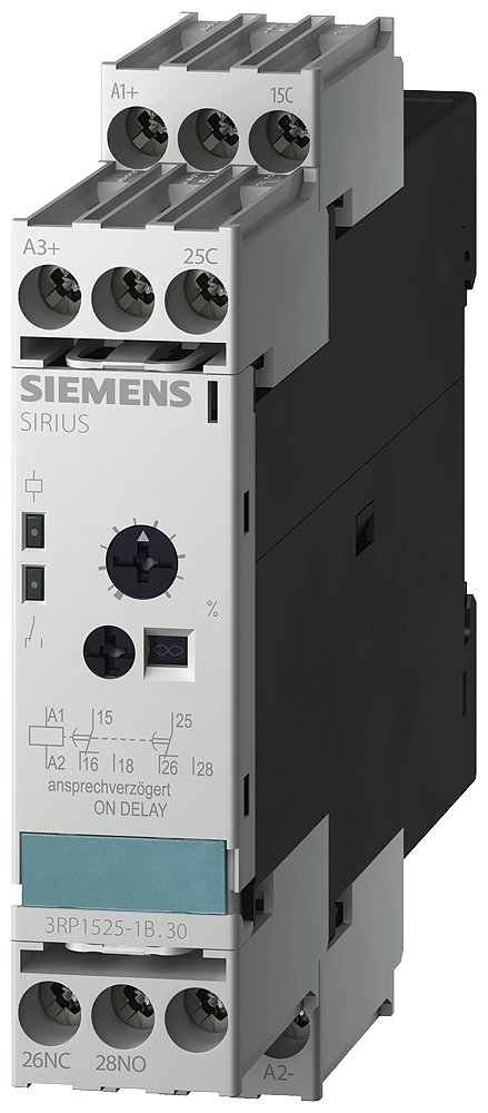 RELÉ DE TEMPO ELETRÔNICO ATRASADO NA RESPOSTA 2W 15 FAIXA TEMPORAL 0,05S 3RP15251BP30 SIEMENS