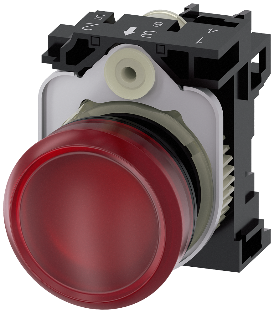 [Imagem do produto SINALEIRO REDONDO PLÁSTICO VERMELHO 22,0MM 24V LED 3SU11026AA201AA0 SIEMENS]