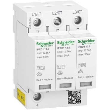 [Imagem MODULAR SURGE ARRESTER ACTI9 IPRD1 12.5 3 P 350 V WITH REMOTE TRANSFERT A9L16382 SCHNEIDER]