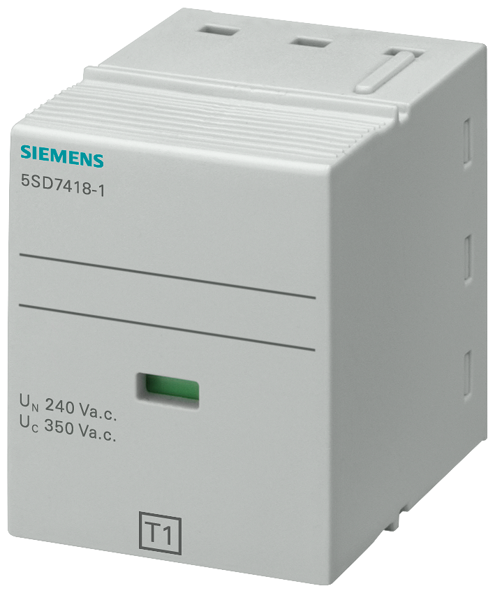 [Imagem PEÇA DE ENCAIXE TIPO 1 L-N CLASSE DE REQUISITO B, UC 350V DE 1 POLO PARA PARA 5SD74181 SIEMENS]