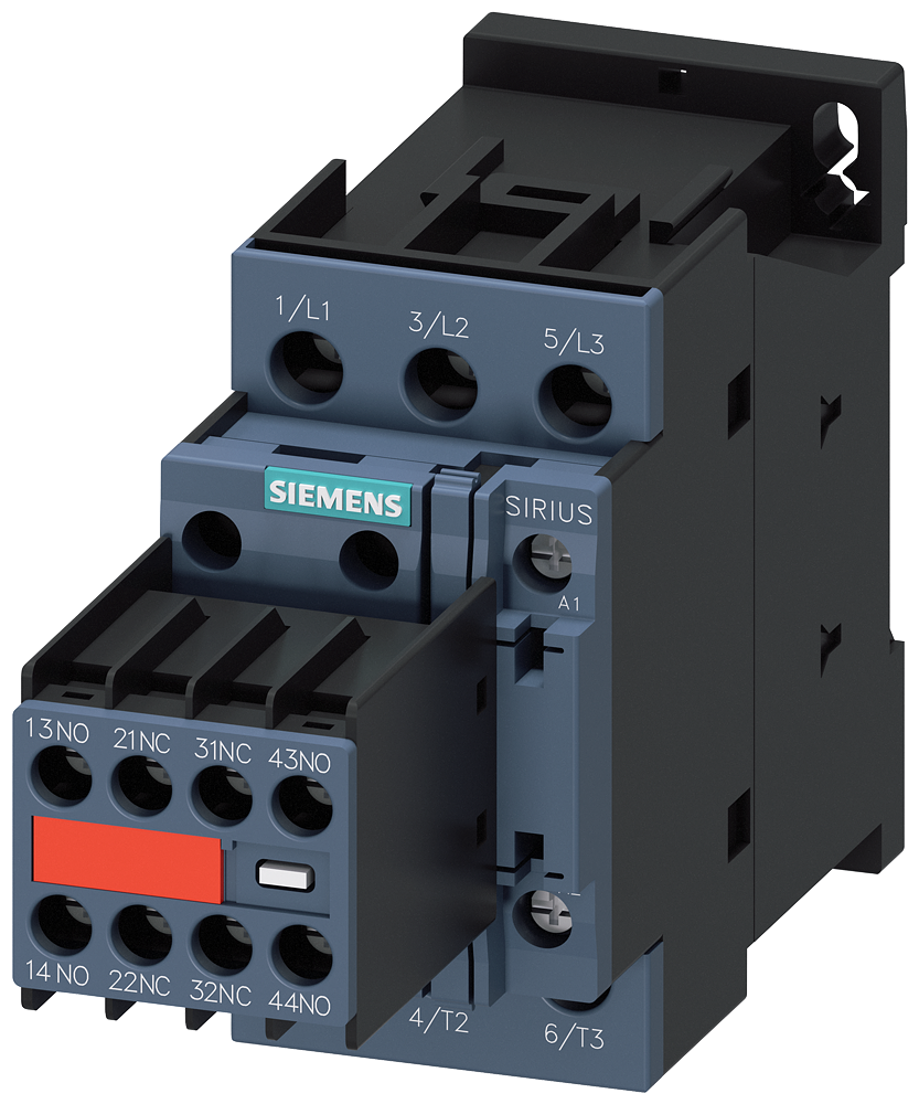 CONTATOR AC-3E 9 A/4 KW/400V 3 POLOS AC 230V 50/60HZ 2NA+2NF LIGAÇÃO 3RT20231AL243MA0 SIEMENS