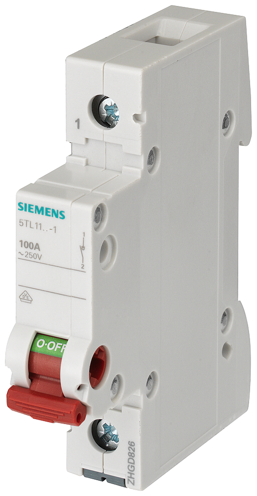 CHAVE LIGA/DESLIGA 63A DE 1 POLO COM MANOPLA VERMELHA 5TL11631 SIEMENS