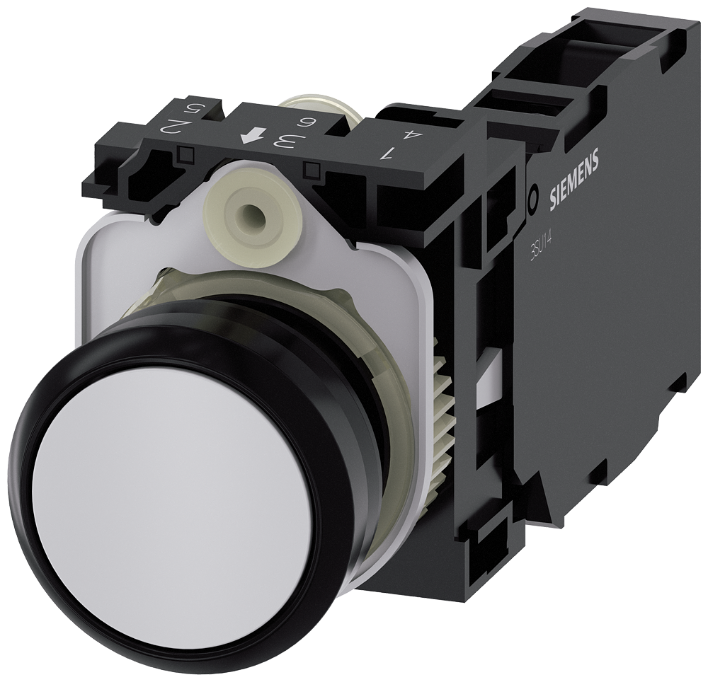 BOTÃO 22 MM REDONDO PLÁSTICO CINZA BOTÃO DE PRESSÃO PLANO RE 3SU11000AB801FA0-ZY11 SIEMENS