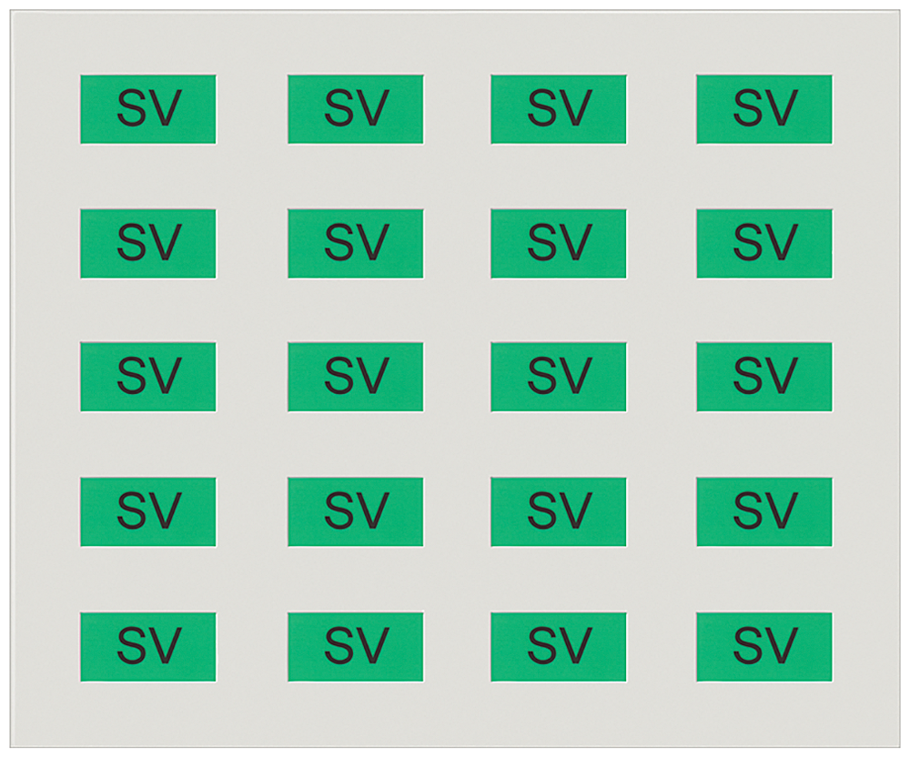 FOLHA DE ANOTAÇÃO COM 20 AUTOCOLANTES VERDES PARA IDENTIFICAÇÃO 5UH1084 SIEMENS