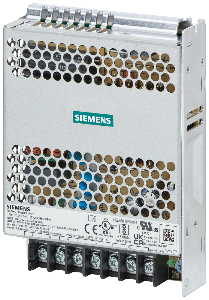 [Imagem ALIMENTAÇÃO DE CORRENTE SITOP PSU100D, MONOFÁSICA 12 V CC/8,5 A PARA MONTAGEM 6EP13221LD01 SIEMENS]