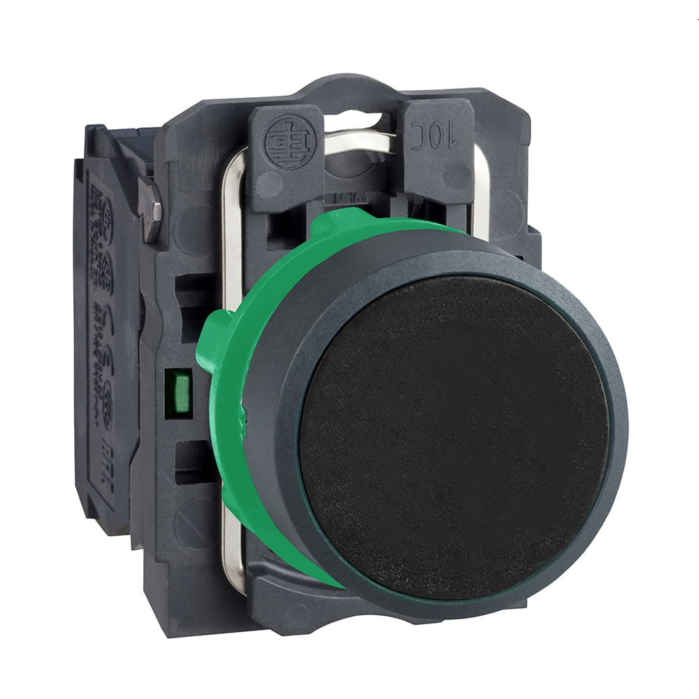 [Imagem BOTÃO 22MM PLÁSTICO RETORNO POR MOLA PRETO XB5AA21 SCHNEIDER]
