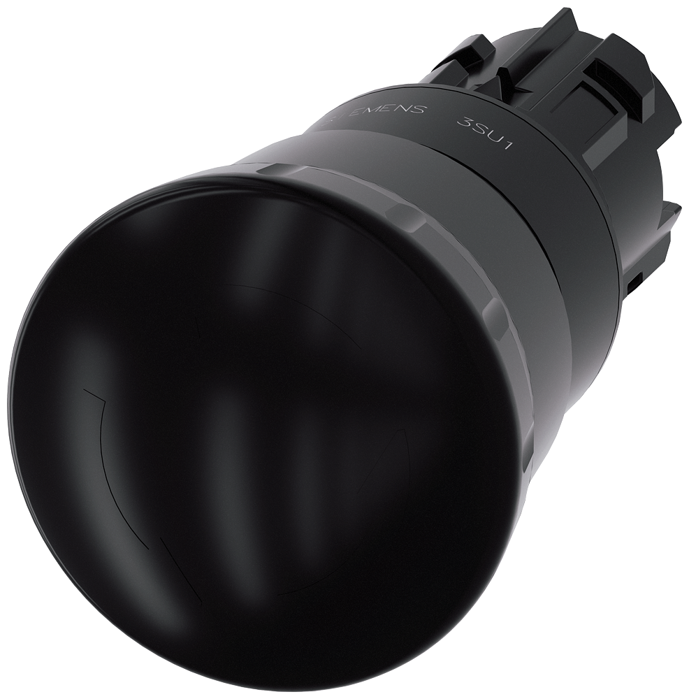 BOTÃO COGUMELO 22 MM REDONDO PLÁSTICO PRETO 40 MM ENCAIXE OBRIGATÓRIO 3SU10001HB100AA0-ZY10 SIEMENS