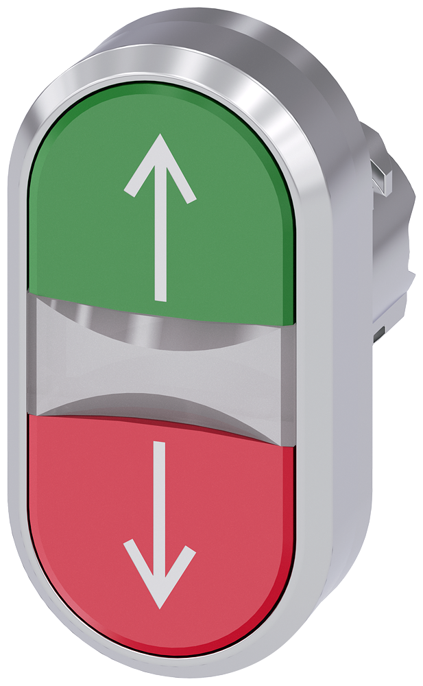 [Imagem FRONT BOTAO DUPL MET ILU SETA VERT VD/VM 3SU10513AB420AN0 SIEMENS]