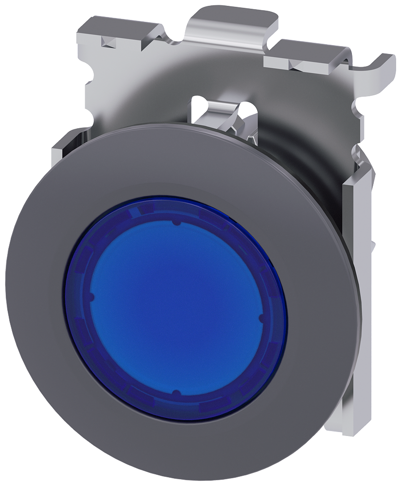 BOTÃO ILUMINADO 30 MM REDONDO METAL MATE AZUL ANEL FRONTAL PARA MONTAGE 3SU10610JA500AA0-ZY19 SIEMENS