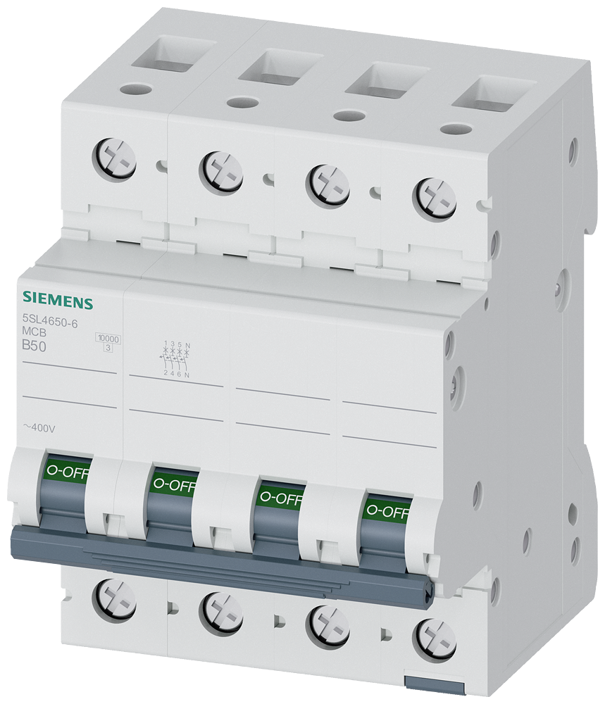 DISJUNTOR DE POTÊNCIA 400 V 10 KA 3+N POLOS B 50 A 5SL46506 SIEMENS