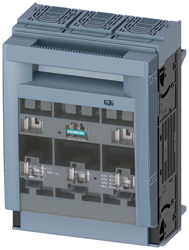 [Imagem do produto SENTRON, SECCIONADORA-FUSÍVEL SOB CARGA 3NP1, DE 3 POLOS, NH2, 400 A 3NP11531JC10 SIEMENS]