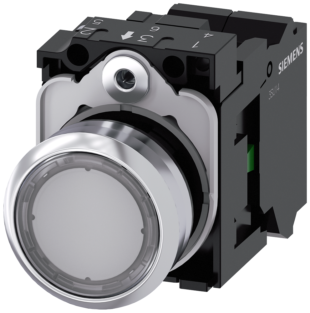 [Imagem do produto BOTÃO METÁLICO ILUMINADO 230V MOLA 1NA BRANCO 3SU11560AB703BA0 SIEMENS]