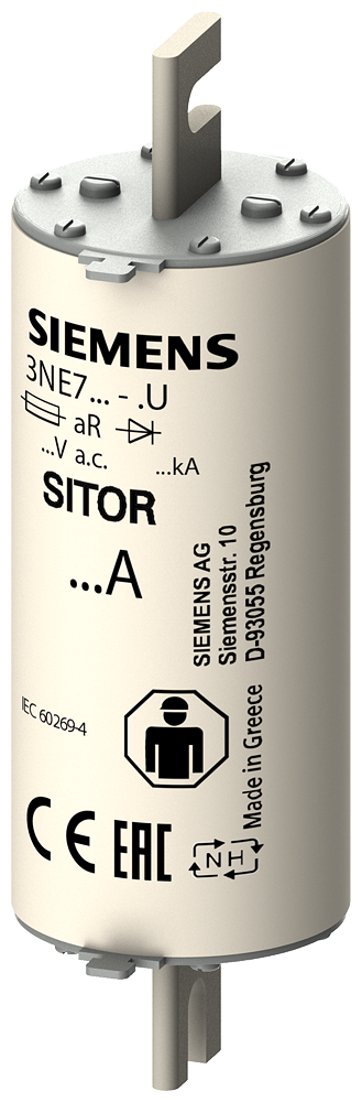 [Imagem do produto ELEMENTO DE FUSÍVEL SITOR, COM CONTATOS DE FACA RANHURADOS, NH3, IN: 350 A, AR 3NE74310U SIEMENS]