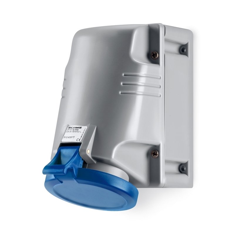 [Imagem do produto TOMADA DE PAREDE 3P+N+T IP44 63A 9H 208-250V 513.6355T SCAME]
