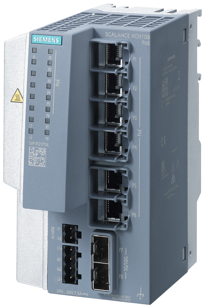 [Imagem SCALANCE XCH108POE (6XGBIT POE, 2XSFP), SWITCH IE NÃO GERENCIADO 6GK51082RS002FC2 SIEMENS]