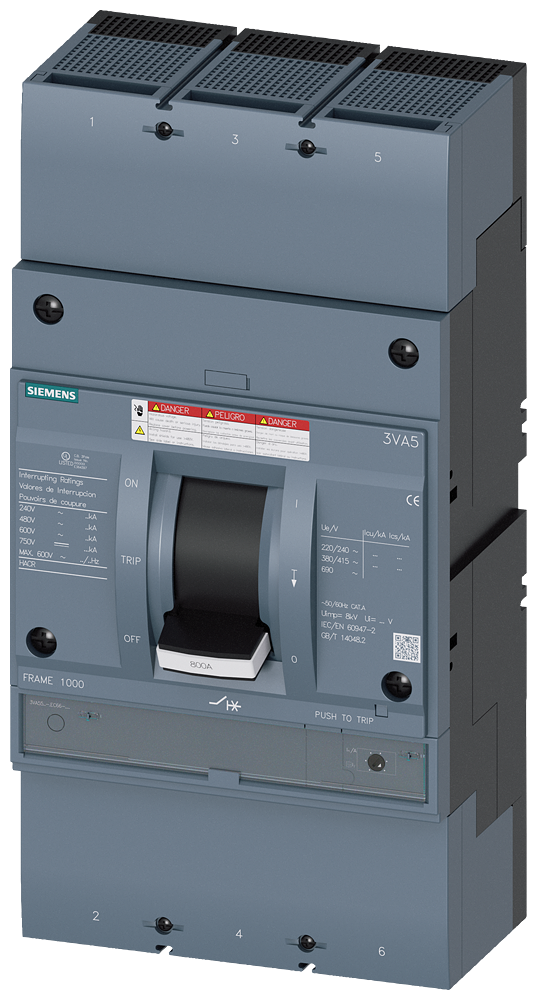 DISJUNTOR UL FRAME 800 800 A DE 2 POLOS 35 KA TM FTAM AB 3VA55805EC660AA0 SIEMENS