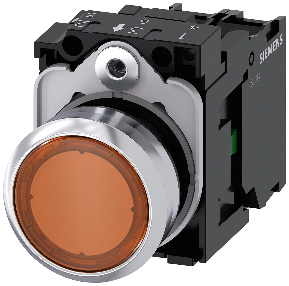BOTÃO ILUMINADO 22 MM REDONDO METAL DE ALTO BRILHO ÂMBAR BOTÃO DE PRESS 3SU11520AB001BA0-ZY11 SIEMENS