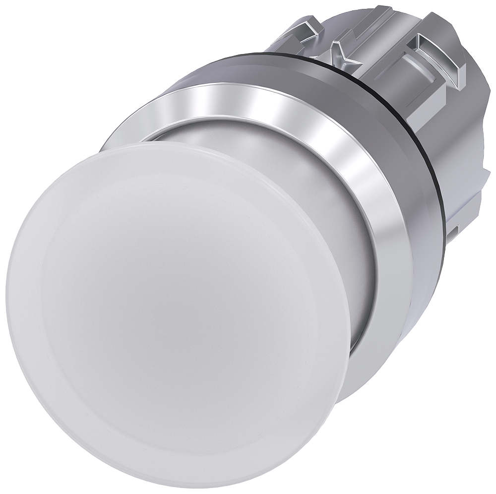 BOTÃO LUMINOSO EM FORMA DE COGUMELO 22 MM REDONDO METAL DE ALTO BRILHO B 3SU10511AD600AA0-ZY10 SIEMENS