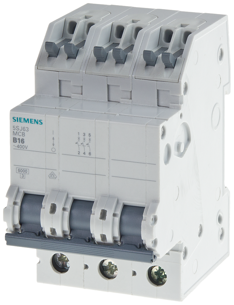 DISJUNTOR AUTOMÁTICO 400V 6KA DE 3 POLOS B 20A P=70MM COM SEM PARAFUSO 5SJ63206KS SIEMENS