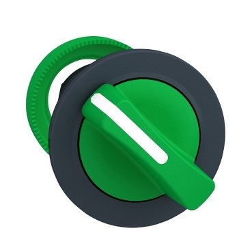 [Imagem CABEÇOTE PARA CHAVE SELETORA FACEADA Ø30MM PLÁSTICO 2 POSIÇÕES FIXAS MANOPLA CURTA VERDE ZB5FD203 SCHNEIDER]