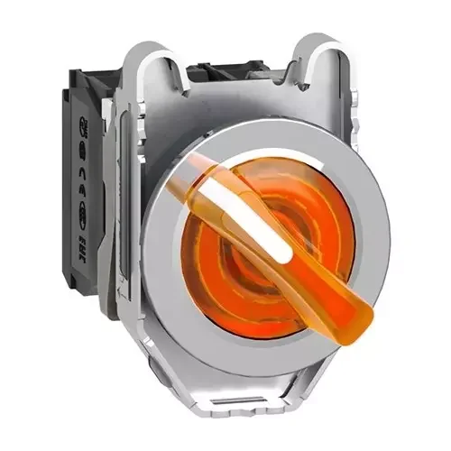 [Imagem CHAVE SELETORA LUMINOSA FACEADA Ø30MM METÁLICA 2 POSIÇÕES FIXAS LARANJA NA+NF 230...240VAC XB4FK125M5 SCHNEIDER]