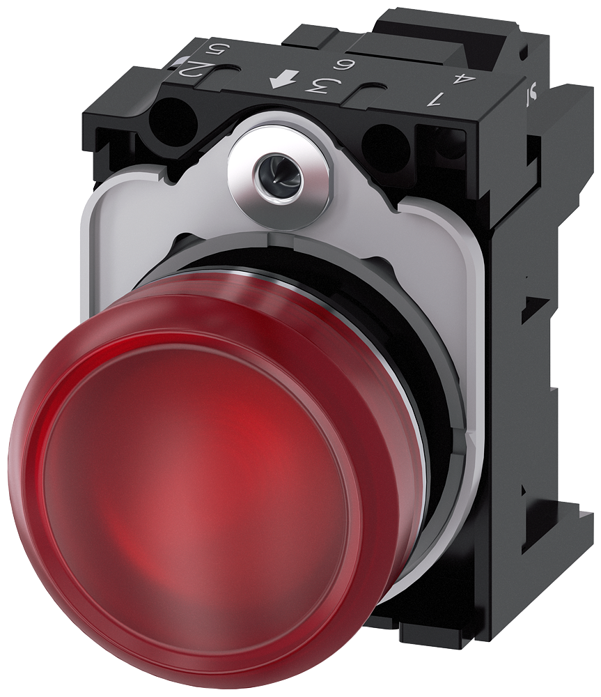 INDICADOR LUMINOSO 22 MM REDONDO METAL DE ALTO BRILHO VERMELHO LENTE P 3SU11566AA203AA0-ZY13 SIEMENS