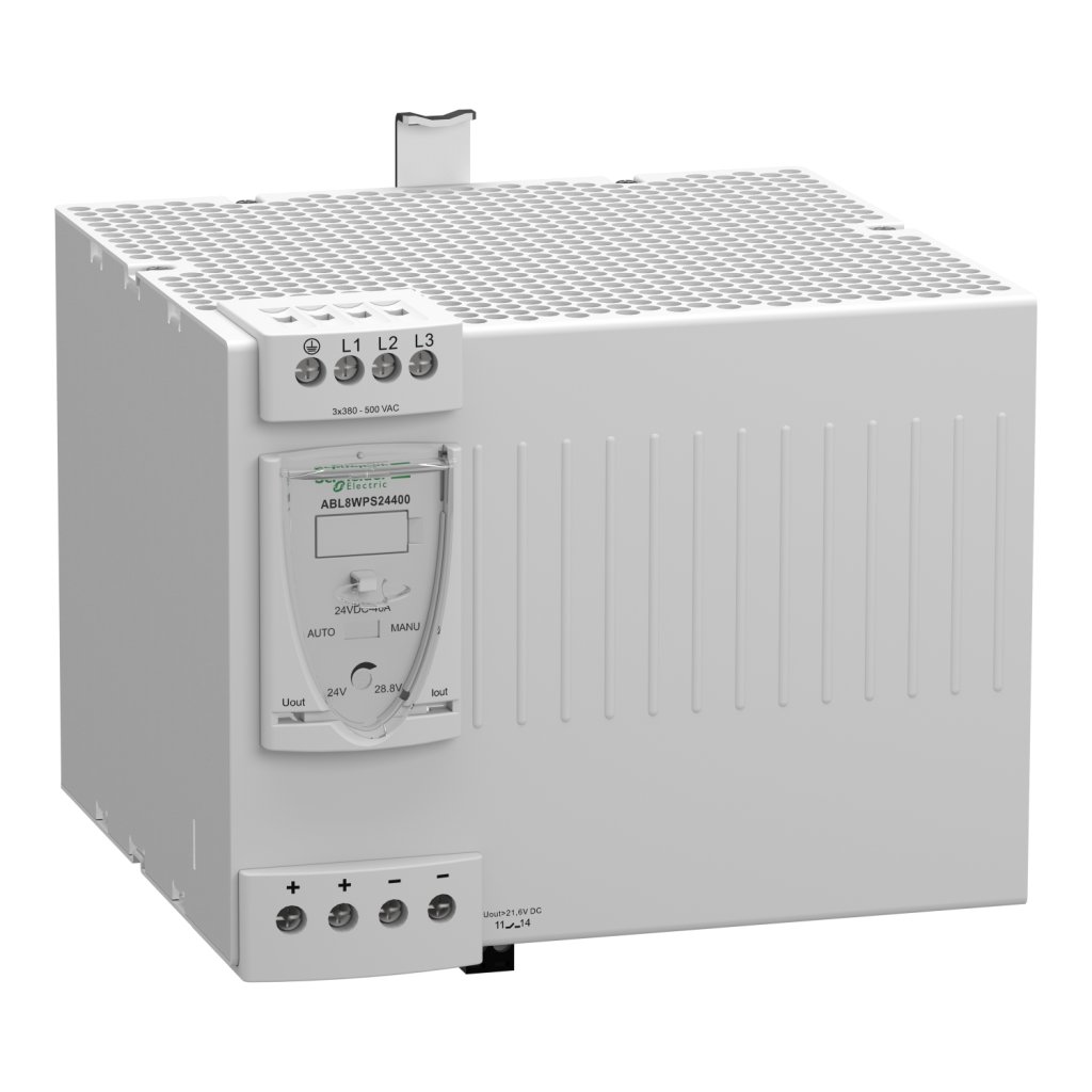 [Imagem do produto FONTE DE ALIMENTAÇÃO CHAVEADA TRIFÁSICA 960W 40A 380/500 VCA 24VCC ABL8WPS24400 SCHNEIDER]